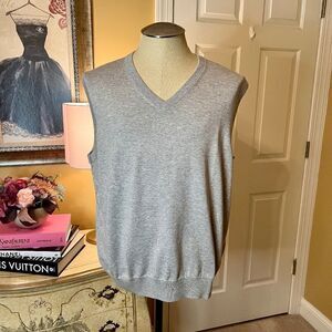 NWT Men's Brooks Brothers Supima Cotton V-Neck Sweater Vest Heather Gray LARGE